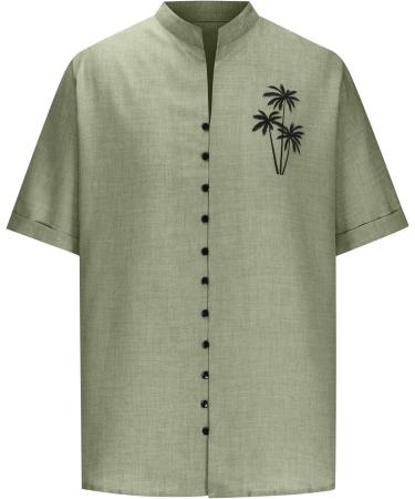 Shop Rosennie Men's Hawaii Shirt - Stand-Up Collar Short Sleeves Oversized Mint Green Beach Shirt | Perfect for Summer Vacations - Buy Online on GoSupps.com