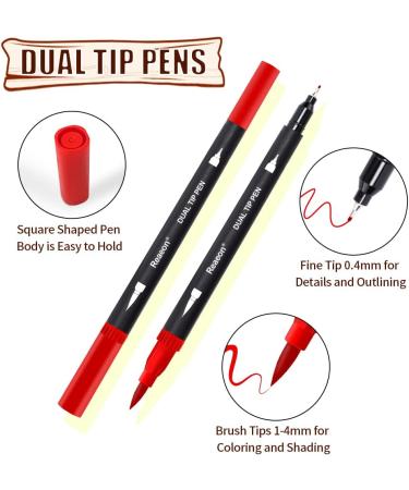 34 Dual Brush Tip Coloring Markers for Adults - Fine Tip Calligraphy Pens for Journaling, Drawing, and Doodling - Buy Online on GoSupps.com