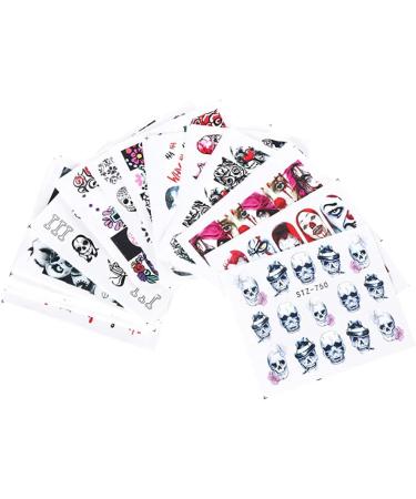 Halloween Nail Stickers Water Transfer Nail Decals Skull Ghost Eye Hulk Clown Witch Nail Art Stickers Halloween Party Supply Manicure Tips Decorations (24 Sheets) - Buy Online on GoSupps.com