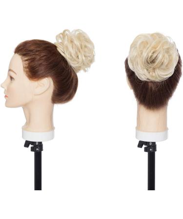 Honey Blonde & Bleach Blonde Messy Updo Hair Bun Extension - Curly Hair Scrunchie Ponytail Chignon - Buy Online on GoSupps.com