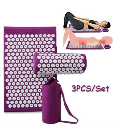 FLY Acupressure Pad & Pillow Set - Neck Pain Relief Massage Therapy with Carrying Bag | Purple Yoga Brick for Relaxation - Buy Online on GoSupps.com