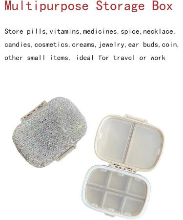 Buy Bling Diamond Pill Organizer - 8 Compartment Portable Rhinestone Vitamin Box (Silver) | Travel-Friendly Medicine Case - Buy Online on GoSupps.com