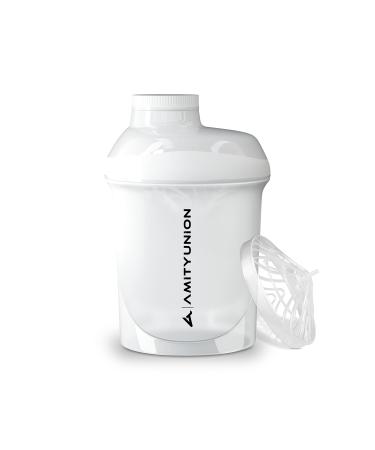 Protein Shaker Deluxe 400 ml leak -proof BPA free with sieve & scale - original - for creamy whey protein powder shakes protein isolate & bcaa concentrate protein shaker fitness mixer white