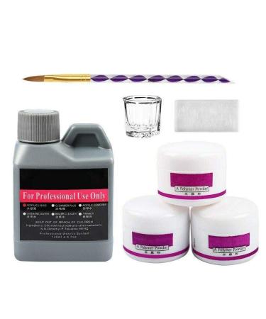 Magic Skin Nail Art Kit 120ml Acrylic Liquid and 3 Colors Acrylic Powder Kit 3D Mold Gel Brush set