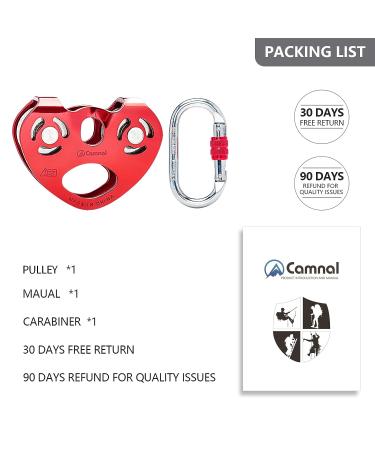 CAMNAL Zipline Trolley Kit with 25kN Carabiner | Dual Speed Trolley for Rock Climbing & Rescue | Red Climbing Pulley - Buy Online on GoSupps.com