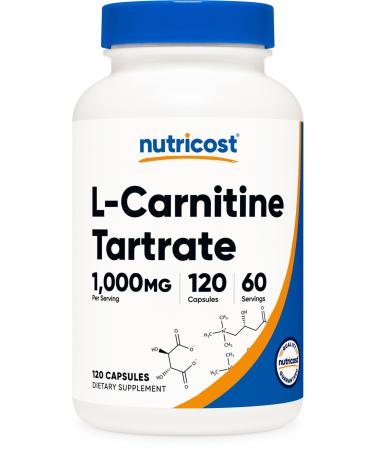 Nutricost L-Carnitine Tartrate 1000mg 120 Capsules - 500mg Per Capsule (60 Servings) 120 Count (Pack of 1)