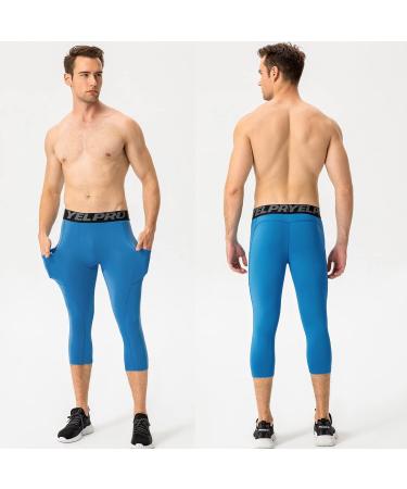 1. Men's 3/4 Compression Pants - Dry Fit Running Leggings - 1 or 3 Pack - Gym Capri Pant for Football Basketball - White/Red/Blue - Large 2. Men's Compression 3/4 Tights - Dry Fit Athletic Leggings - 1 or 3 Pack - Gym Capri Pant for Running Football Baske - Buy Online on GoSupps.com