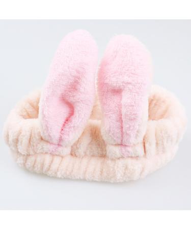 Headband for Washing Face and Makeup Cute Bunny Ear Hairband Elastic Headband for Shower Sports Spa Skincare Beauty Head Wraps Hair Accessories for Women Girls Pink - Buy Online on GoSupps.com
