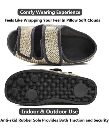 QDCZDQ Diabetic Sandals Extra Wide Width Open Toe Adjustable Walking Shoes for Women with Swollen Feet - Kaki - Size 5 US - Buy Online on GoSupps.com