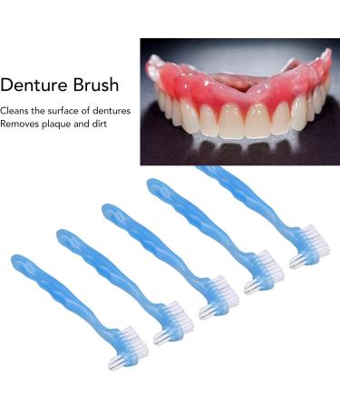 Denture Brush - Double-Sided Cleaning Brush for False Teeth Plaque Removal | Portable & Effective Daily Care (Blue) - Ships Internationally - Buy Online on GoSupps.com