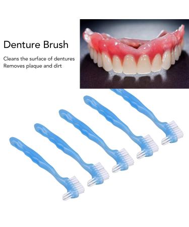 5-Part Prosthesis Removal Brush Set | Professional Portable Double-Sided Denture Care Brush (Blue) - Buy Online on GoSupps.com