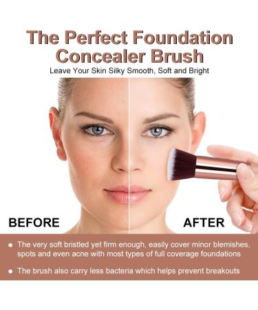 AOOWU Foundation Brush Premium Makeup Brush for Liquid Makeup Flat Top Foundation Brush Concealer Brush Multifunctional Face Brush for Liquid Cream Blending Buffing Powder Cosmetics 1 pcs - Pink gold - Buy Online on GoSupps.com