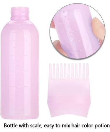 AZMUDE Hair Oil Bottle 160ml Hair Dyeing Brush Bottle Plastic Hair Color Oil Comb Applicator Tool with Scale for Hair Dye Coloring (Pink) - Buy Online on GoSupps.com