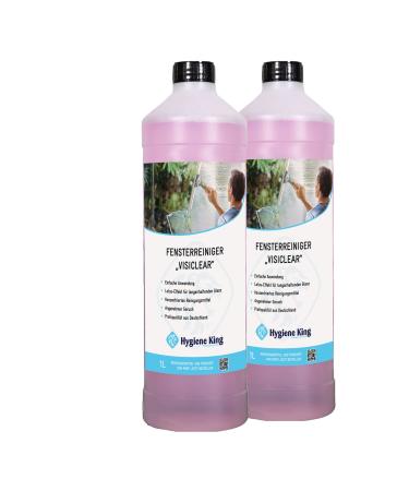 Hygiene King |Glass cleaner with lotus effect |2x 1 liter |Concentrate for strip -free cleaning of glass surfaces such as windows mirrors and window frames 1 l (2 -pack)
