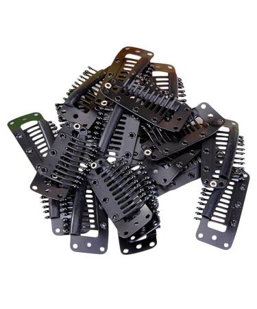 Aeromdale 10-Teeth Snap-Comb Wig Clips with Rubber for Hair Extension 20pcs Black Hair Accessory Gift for Friends