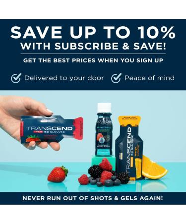 Transcend Mixed Berry Glucose Shots 12 Pack - Fast Acting Blood Sugar Support for Diabetics - Gluten Free Vegan Formula - 15g Dose - Made in USA - 2.5oz Each (Pack of 12) - Buy Online on GoSupps.com