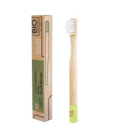 Rain Organic Bamboo Baby Toothbrush - 100% Safe Infant Toddler Kids Toothbrush 6 to 12 Months and Up  Natural BPA-Free Biodegradable Wood Toothbrush Extra Soft Bristles Children's Dental Care (1 Pack) 1 Count (Pack of 1)