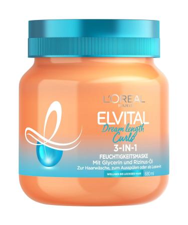 L'Or al Paris Elvital Moisture mask for defined curls anti-frizz hair mask for more swing and grip Dream Length Curls 3-in-1 hair treatment 1 x 680 ml - Buy Online on GoSupps.com