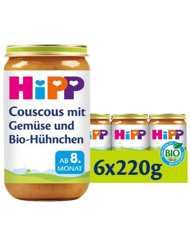 HiPP Couscous with vegetables and organic chicken pack of 6 (6 x 220 g) Couscous with vegetables and organic chicken 220 g (pack of 6) - Buy Online on GoSupps.com