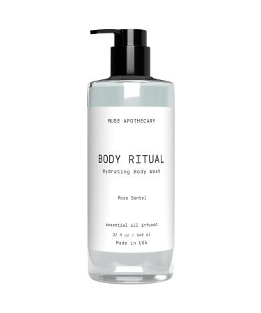 Muse Bath Apothecary Body Ritual Hydrating Body Wash - Rose Santal Body Wash for Women & Men - Essential Oil Infused Aromatherapy Body Wash Women - Natural Body Wash for Women - 32 Ounce Rose Santal 32 Fl Oz (Pack of 1)