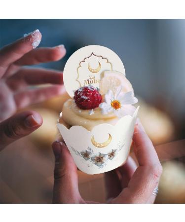 Eid Mubarak Cupcake Topper 12pcs Ramadan Cupcake Toppers Mubarak Eid Decorations Cake Topper For Muslim Festival Party Supplies - Buy Online on GoSupps.com