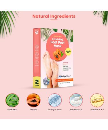 Exfoliating Foot Peel Mask by Bright Nour | For Men and Women | Natural Ingredients | Softens Cracked Heels, Dry Skin & Calluses | Spa Care at Home - Buy Online on GoSupps.com