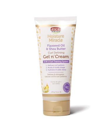 African Pride Moisture Miracle Gel n' Cream - 3-In-1 Curl Training System  Defines Curls  Holds Shape  Hydrates  Adds Shine  Contains Flaxseed Oil & Shea Butter  Defines & Elongates  6 oz 6 Ounce (Pack of 1)