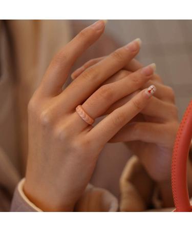 Zollen Olive Leaves Silicone Wedding Rings for Women - Stackable Rubber Bands in Rose Gold, Pearl White, Black, and Marble - Hypoallergenic Silicone - Size 6 (16.5mm) - Buy Online on GoSupps.com