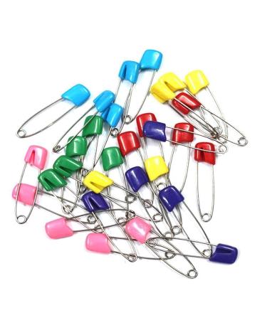 Coolrunner 50 PCS Baby Safety Pins, Assorted Color Plastic Head Diaper Pins, Safety Locking Baby Cloth Diaper Nappy Pins