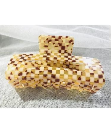 Checkered Hair Claw Clips for Women Girls Fashion Hair Clips for Styling Claw Clamps Thick Hair Retro Rectangle Shape YOEMAYUNER (3PCs 3Colors A Large Size/3.94inch) - Buy Online on GoSupps.com