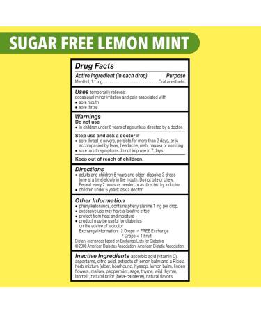 Lemon Mint Herbal Throat Drops Sugar Free 210 Total Count (2 Pack of 105) - Buy Online on GoSupps.com