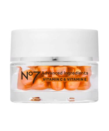 No7 Advanced Ingredients Vitamin C & Vitamin E Capsules - Potent Vitamin C Serum Capsules with Vitamin E for Hydration - Dark Spot Corrector for Daily Use (30 Count)
