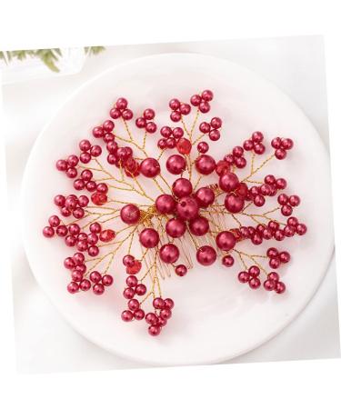 Beaupretty Wedding Hair Comb 1pc bridal hair combs flower hair comb wedding floral hair barrettes bridal veil comb pearl hair side combs hair comb vintage hair comb red hair clip Miss Korean - Buy Online on GoSupps.com
