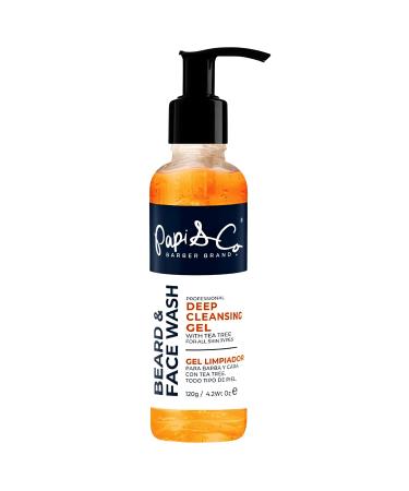 PAPI & CO. - Men's Beard & Face Wash - Deep Cleansing Gel Facial Cleanser - Hydrating Purifying Exfoliating Beard Wash - Moisturizing Conditioner for Itching Relief - Sulfate & Paraben- Free - 4.2 oz 4.2 Ounce (Pack of 1)