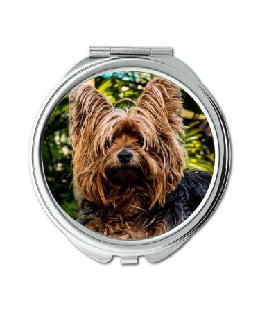 Mirror makeup mirror Dog Yorkshire Terrier Small Dog Pocket Mirror portable mirror