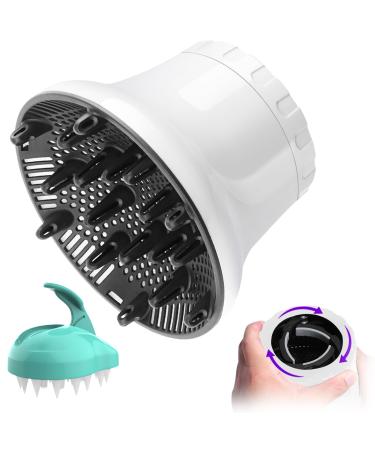 Universal Hair Diffuser Adaptable Hair Dryer Attachment for Blow Dryer Nozzles from 1.65 to 3.14 inch Diameter (White)