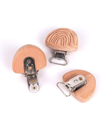 2-Pack Baby Bite Ring & Safety Lock - Natural Beech Wood Pacifier Clips with Rainbow Engraving - Buy Online on GoSupps.com