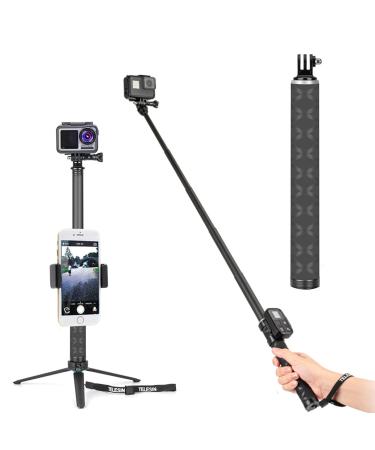 TELESIN Ultralight Carbon Fiber Selfie Stick with Tripod Stand/Extendable Monopod,Compatible for GoPro Hero/DJI OSMO Action/Insta360/AKASO and Other Action Cameras
