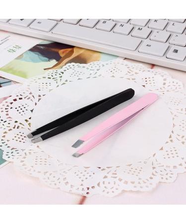 Eyebrow Hair Tweezers 1 Pc Black/Pink Eyebrow Tweezer Hair Beauty Slanted Puller Stainless Steel Clips Makeup Tool - Buy Online on GoSupps.com