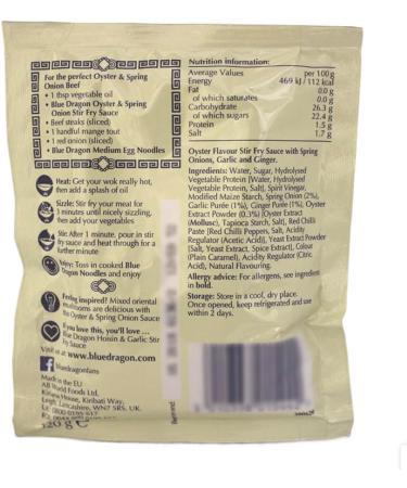 Sauce Mix Bundle which Contains Blue Dragon Oyster & Spring Onion Stir Fry Sauce 120g - Pack of 4 with Grocery List Card - Buy Online on GoSupps.com