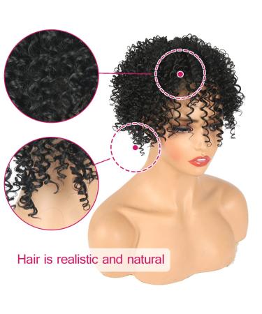 Curly Hair Topper with Clip-in Bangs - Matthia Short Kinky Curly Synthetic Hair Extensions - Buy Online on GoSupps.com