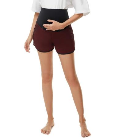 Love2Mi Maternity Tights Leggings - Versatile Comfy Pregnancy Pants - Stretch Maternity Trousers (S Black/Wine Red) - Buy Online on GoSupps.com