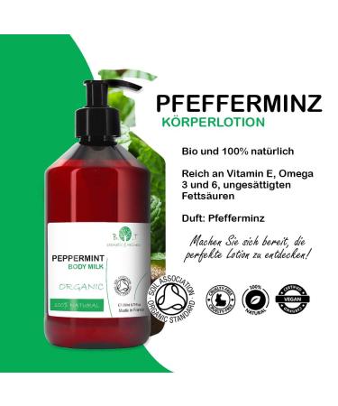 Organic Peppermint Oil Body Lotion 250ml | Intensive Moisturizer for Dry & Sensitive Skin | Natural & Sustainable Ingredients - Buy Online on GoSupps.com