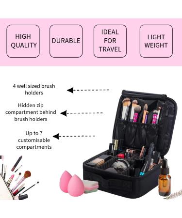Buy Stylish Black Makeup Bag for Women - Travel Cosmetic Bag with Compartments | International Shipping Available - Buy Online on GoSupps.com