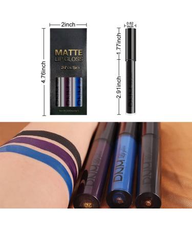 3Pcs Matte Lip Gloss Set 24 Hour Matte Liquid Lipstick Set Lip Stain Black lipstick Long-Lasting Waterproof Lipgloss Gothic Makeup Gift Lipsticks Set Dark Black Blue Purple (07) #07 - Buy Online on GoSupps.com