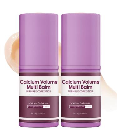 Aseawave 2Pcs Calcium Volume Multi Balm Stick Korean Skin Care Moisturizing Balm with Vitamin Almond & Vitamin E for Lip Eye Neck