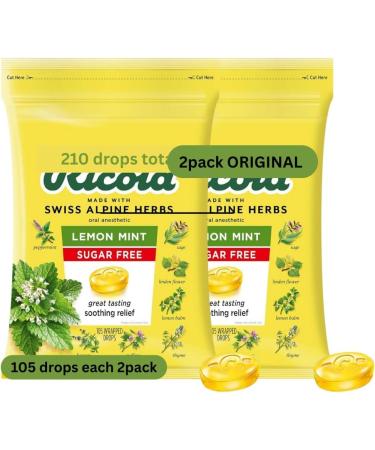 Lemon Mint Herbal Throat Drops Sugar Free 210 Total Count (2 Pack of 105)