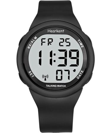 Hearcent Talking Clock for Visually Impaired & Seniors | LCD Large Numbers | Atomic Talking Watch - Easy to Read Black - Buy Online on GoSupps.com