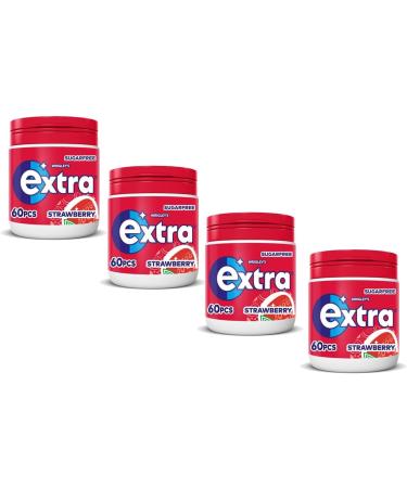 Wrigley's Extra Strawberry Flavour Sugar Free Chewing Gum Bottle 84g (4) - Buy Online on GoSupps.com