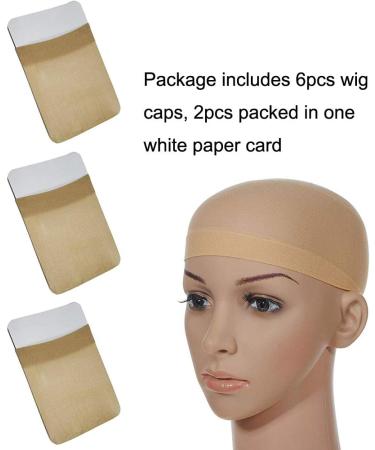 6pcs Soft Comfortable Stretchy Nylon Wig Cap Unisex Wig Stocking Cap Hair Cup for Women and Men Beige - Buy Online on GoSupps.com